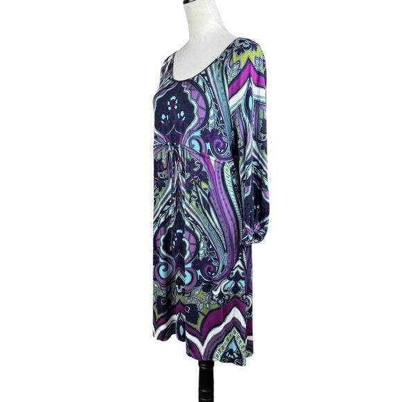 Soma NWT Colorful Print Drawstring Waist Scoop Neck Soft Mini Lounge Dress - Picture 2 of 12